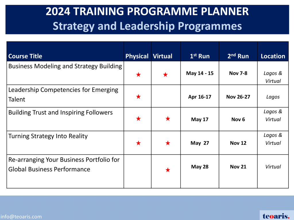 Training Company Calendar