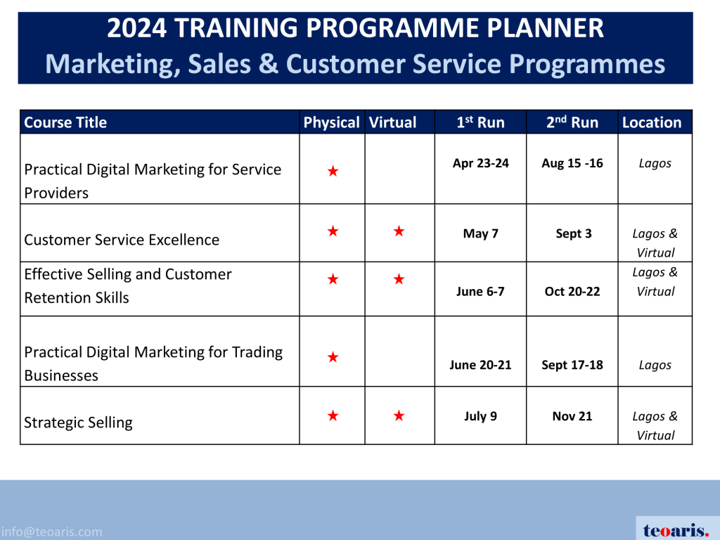 Training Services Calendar